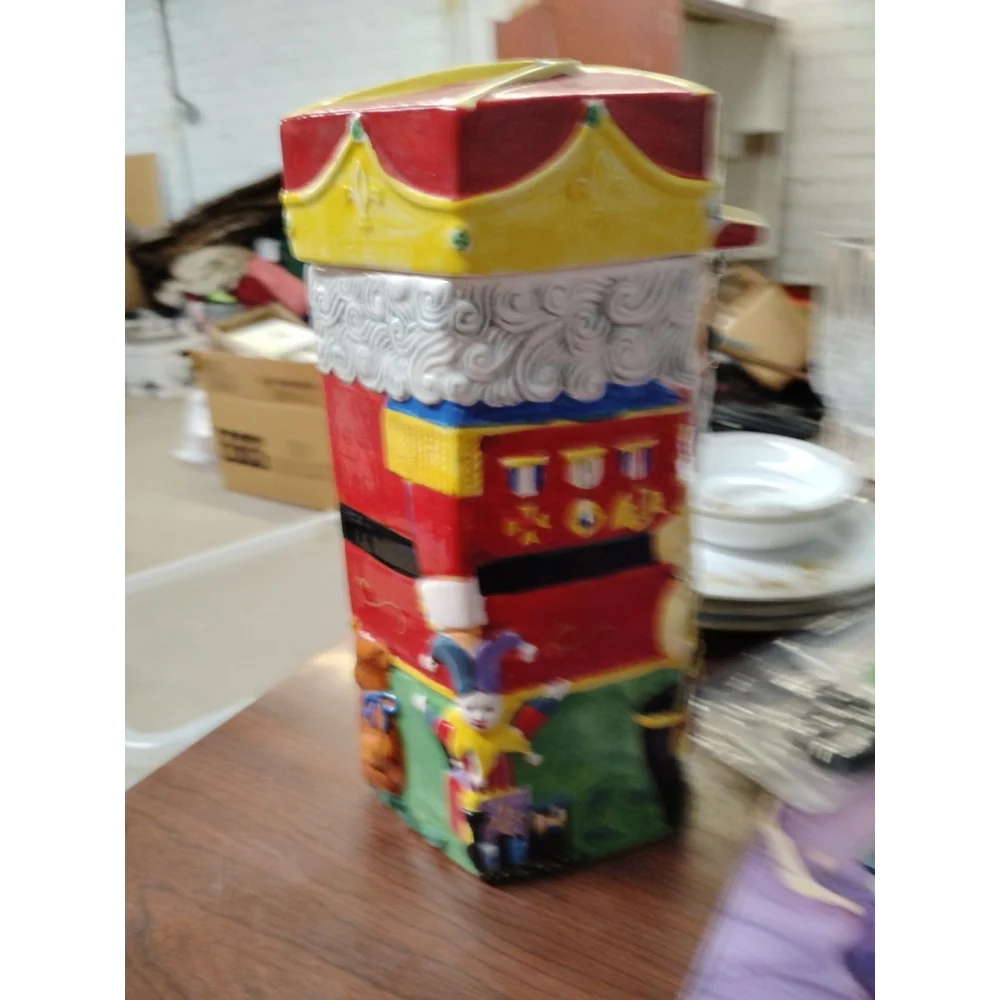 VTG 1980 Nutcracker Ballet Hexagon Vase Cookie Jar Ceramic Holiday Christmas